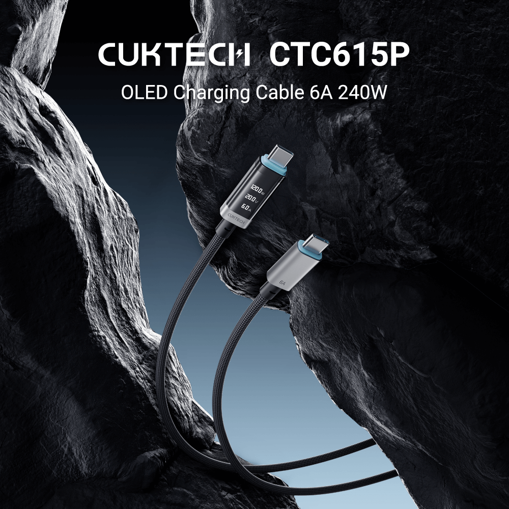 สายชาร์จ CUKTECH CTC615P สีดำ 6A 240W สายชาร์จมีจอ USB-C TO USB-C รองรับชาร์จเร็ว PD3.1_1